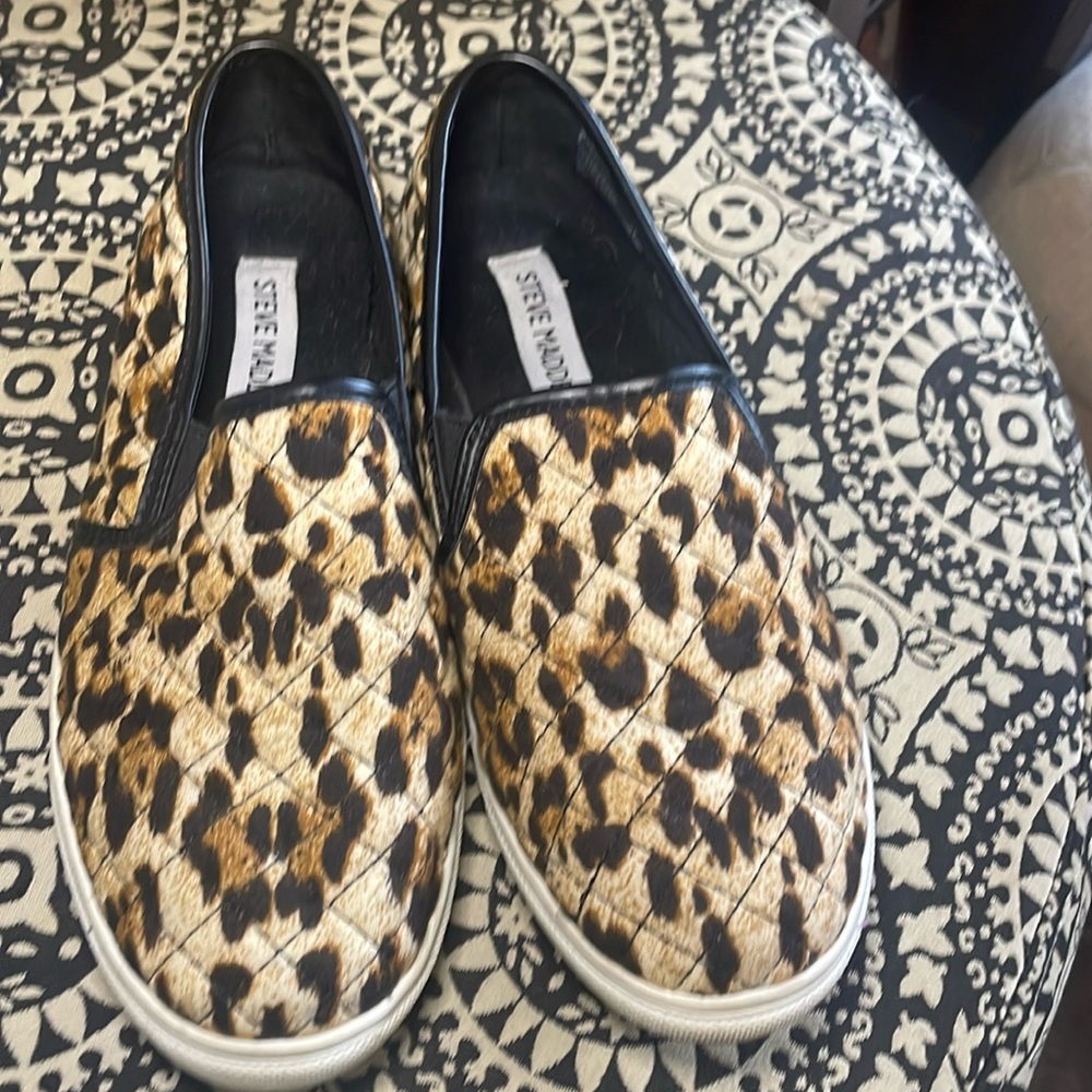 Steve Madden Slip-on Leopard Sneakers. Girls size 5; fit Women Size 7